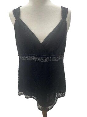 New York & Co Black Lace Babydoll Tank Top Womens Size Large Y2K Whimsygoth Goth
